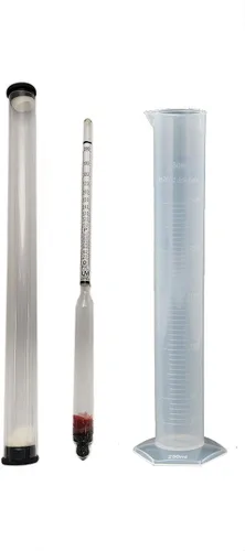 Vista 2 de Hydrometer 0-200 Proof & Tralle Alcohol Meter - Juego de destilación con caja y tarro de prueba de licor a prueba de alcohol alcohol Moonshine
