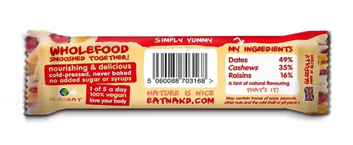 Vista 2 de Nakd Bars, Bakewell Tart - Frutas crudas y frutos secos, sin gluten, veganas, 18