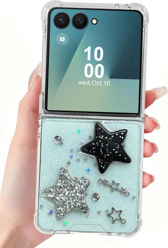 Vista 34 de Funda para Samsung Galaxy Z Flip 3 con purpurina, bonita funda transparente con diseño, brillante, reflectante, con destellos, cubierta de teléfono