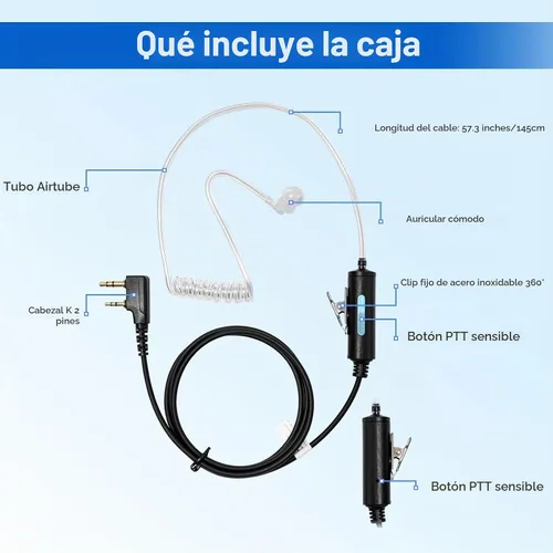 Vista 5 de SAMCOM - Auricular de 2 pines para radios FPCN30A FPCN10A (tubo transparente, 6 paquetes)