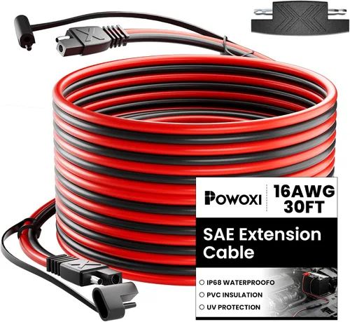 Vista 10 de POWOXI Cable de extensión SAE de 15 pies de desconexión rápida, cables solares, conector SAE para panel solar, automotriz, RV, motocicleta, tractor
