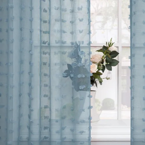 Vista 27 de Cortinas Beige Semitransparentes de 63 Pulgadas de Largo para Dormitorio, Sala de Estar, Guardería Infantil, Ventana con Diseño de Pompón