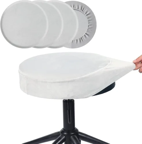 Vista 33 de SINOSSO Funda para taburete de bar, terciopelo súper suave de diámetro.11-13 pulgadas, redonda, elástica, lavable, a prueba de polvo para muebles