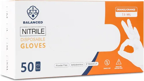 Vista 3 de LOGO Guantes desechables de nitrilo naranja-7.5mil Grip Diamond Textured Heavy Duty Automotive Mechanic compostable (50 piezas/caja)