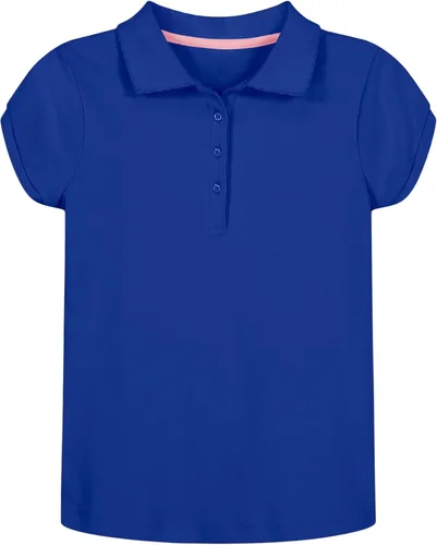Vista 16 de Nautica Camisa polo de manga corta para uniforme escolar para niñas, cierre de botón, tela de piqué suave