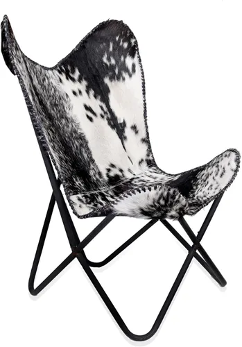 Vista 10 de cuero Silla de mariposa de cuero hecha a mano para sala de estar, silla de cuero cosido a mano mariposa (blanco bronceado)