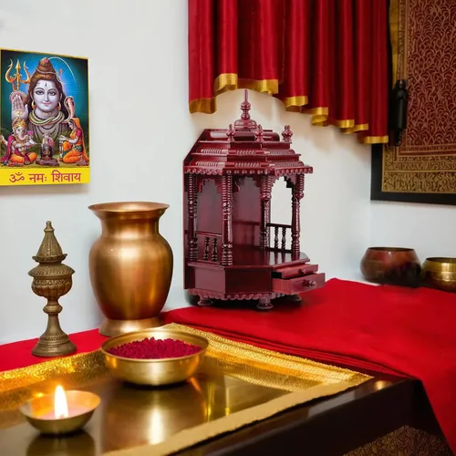 Vista 3 de Nagina International Templo de madera hecho a mano premium Mandir indio de madera Madir de madera de Sheesham (barniz oscuro)