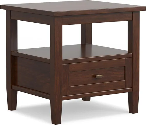 Vista 18 de SIMPLIHOME - Mesa lateral estrecha rectangular Warm Shaker, de madera maciza, de 14 pulgadas de ancho, estilo transicional, color negro, para sala