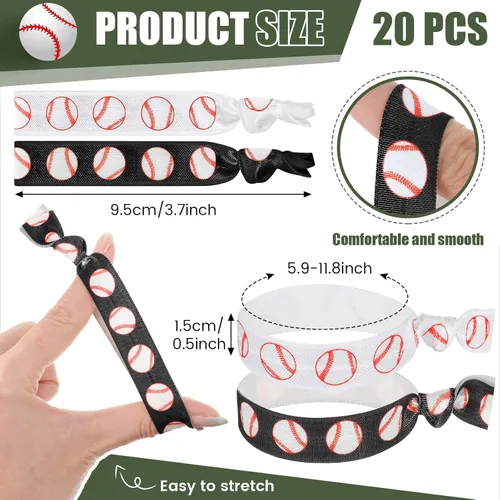 Vista 2 de Hanaive 20 ligas elásticas para el pelo de béisbol, pulseras sin arrugas, accesorios para mujeres