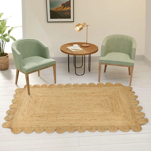 Vista 13 de GRUHUM Alfombra rectangular de yute de fibra natural, tejida a mano, estilo bohemio, reversible, respetuosa con el medio ambiente, trenzada, suave