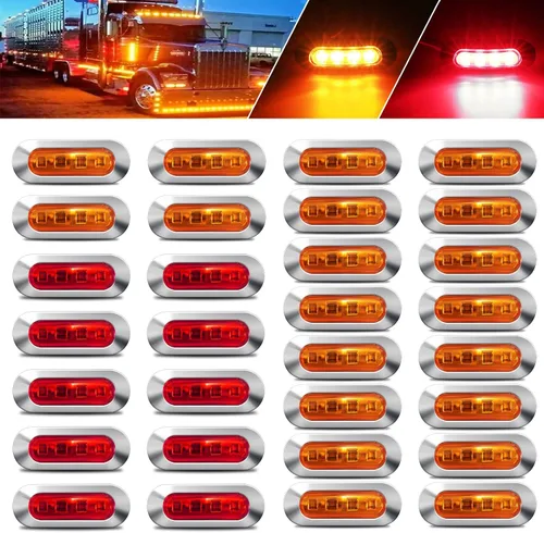 Vista 8 de ALFU 30 piezas 12-24V 4 luces indicadoras laterales LED para marcador de lado delantero, trasero y cola, lámpara de despeje para remolque, camión