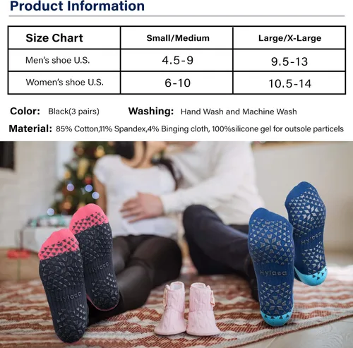 Vista 6 de Hylaea Calcetines antideslizantes unisex para yoga, hospitales, pilates y barre, al tobillo, acolchados