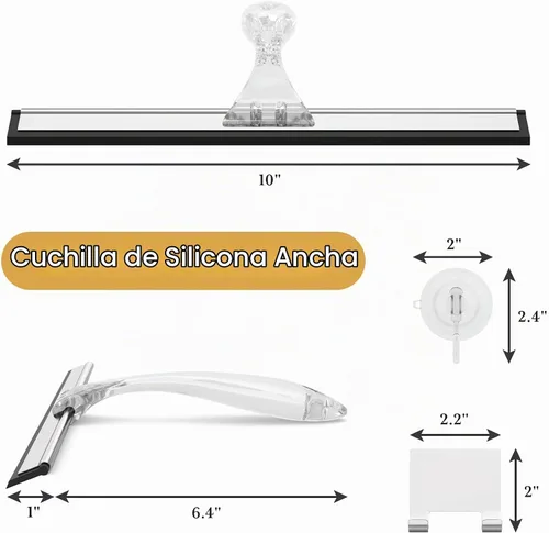 Vista 2 de AmazerBath Escobilla de goma para puerta de cristal de ducha, 10 pulgadas Transparente