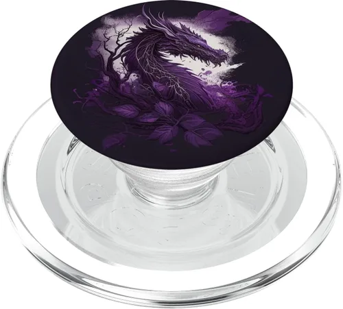 Vista 8 de Dragón púrpura sobre fondo místico PopSockets intercambiables PopGrip
