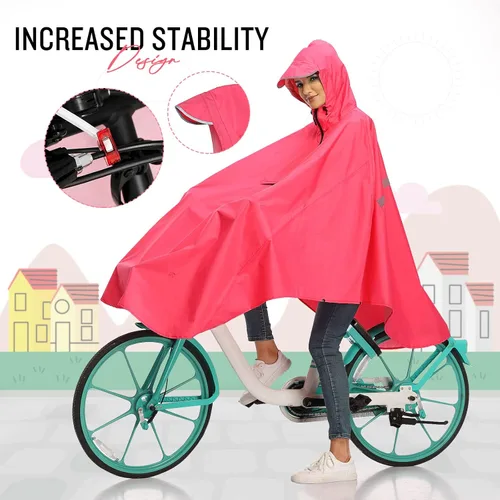 Vista 5 de SaphiRose Lightweight Cycling Jacket Rain Poncho Hooded Rain Coat Cape with Reflective Stripe for Bikes