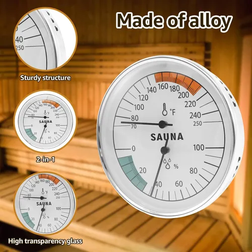 Vista 4 de Termómetro e higrómetro de sauna preciso, medidor de temperatura de sauna versátil para interiores, monitor de humedad para el hogar, sala de sauna