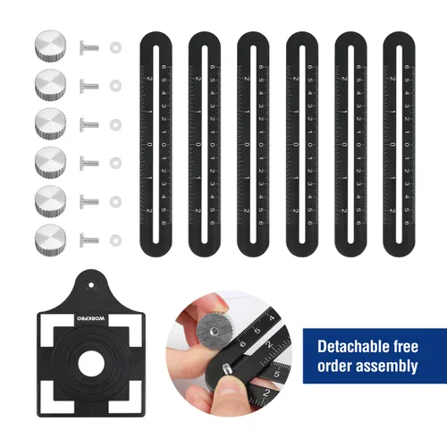 Vista 5 de WORKPRO Kit combinado de herramientas de medición de ángulo de 10 "y 6 lados, duplicador de medidor de contorno de forma plástica, regla de medición