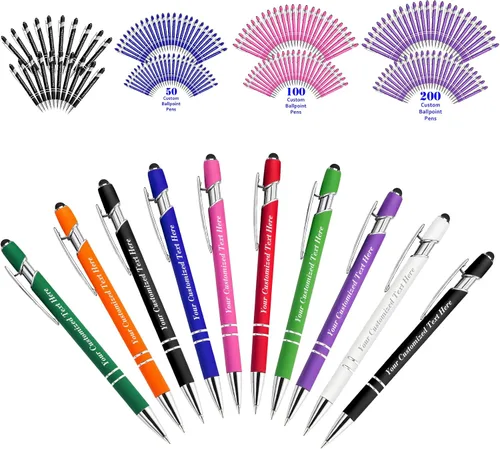 Vista 25 de Bolígrafos personalizados con nombre, bolígrafos personalizados con punta de lápiz digital de 0.020 in, bolígrafo suave al tacto, grabado de texto