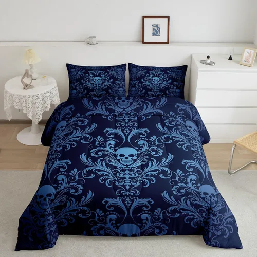 Vista 50 de Erosebridal Juego de ropa de cama damascada gótica para adultos, juego de edredón victoriano antiguo, edredón floral vintage gótico con diseño