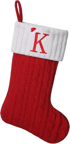 Vista 8 de Medias de Navidad personalizadas de 19 pulgadas con iniciales bordadas, medias de Navidad de punto negro para decoraciones de vacaciones familiares