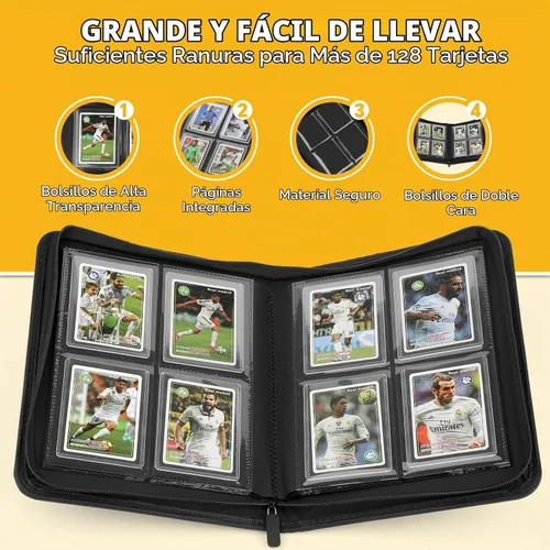 Vista 5 de Carpeta Toploader CARDBINDER, Estuches Duros Toploader, Fundas de 4 Bolsillos para hasta 128 Tarjetas. Carpeta de Tarjetas Toploader con Fundas
