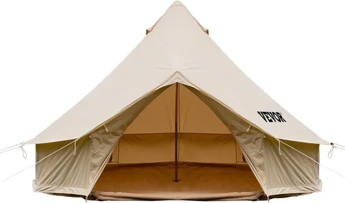 Vista 9 de Happybuy Tienda de campaña de lona – 4 estaciones transpirable 100% algodón lona Yurt – con estufa Jack, tienda de campaña glamping de lujo