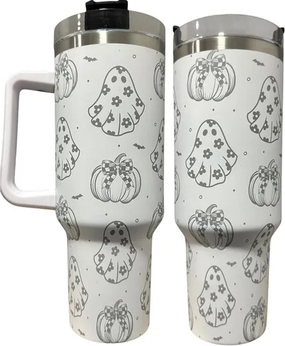 Vista 23 de Botella de agua de acero inoxidable de 40 oz taza Longhorn Bottle Bull Tumbler Cow Gift Western Water Bottle Cup (24oz Cream(90)-Longhorn (D35))