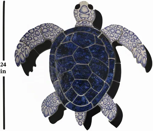 Vista 5 de Aquatic Custom Tile Blue Sea Turtle Group - Mosaico de piscina de porcelana