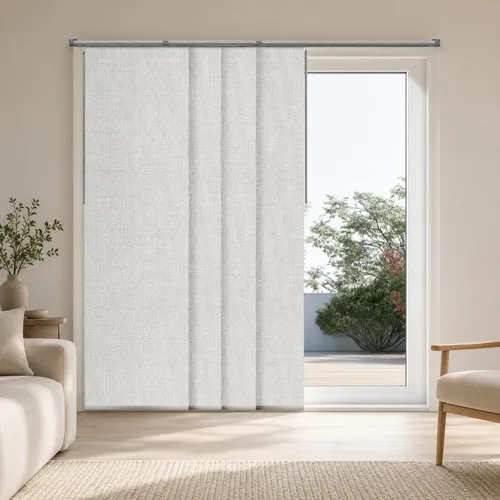 Vista 13 de CHICOLOGY Elegantes Persianas Verticales Transparentes Blancas para el Hogar, Ventanas Interiores Grandes, Puerta Corrediza, Patio (78" An x 84" Al)