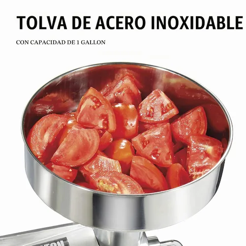 Vista 2 de Weston Colador de tomate de metal, tolva de 1 galón, acero inoxidable Dual Mount System Attaches To Many Surfaces Splash Guard Includes