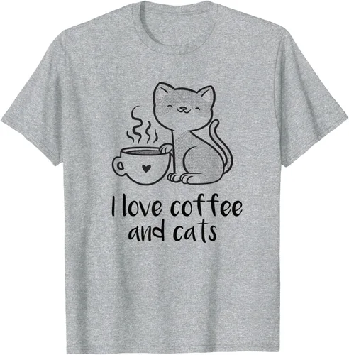 Vista 6 de I love coffee and cats Tazas de granos de café Camiseta de gato café, Blanco, S