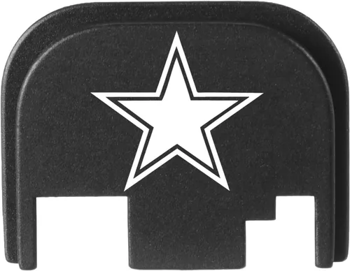 Vista 65 de NDZ Performance Gen 1-4 Rear Slide Cover Plate for Glock 9mm .40 .357 .45 Laser Engraved Popular Images in Black Aluminum - Choose Image