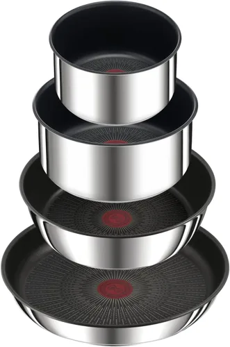 Vista 2 de Tefal Ingenio Preference ON - Juego de cacerolas, 7 piezas, apilable, mango extraíble, ahorro de espacio, antiadherente, inducción, acero