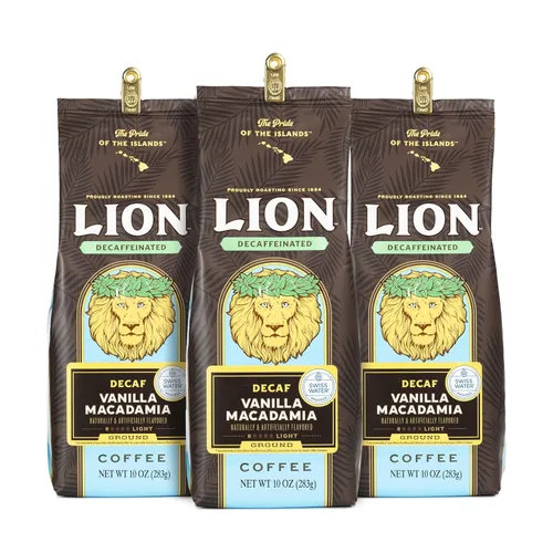 Vista 5 de Lion Coffee, Swiss Water DECAF, tostado dorado, molido, bolsa de 10 onzas (paquete de tres)