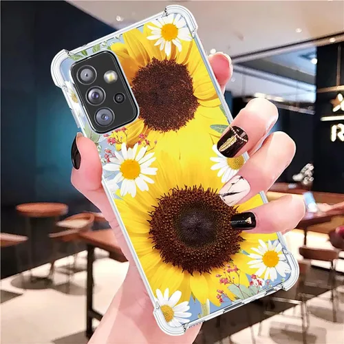 Vista 6 de Funda de teléfono para Galaxy A52 4G, Samsung A52 5G funda para niñas y mujeres, delgada, a prueba de golpes, patrón floral, suave, flexible, funda