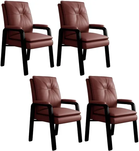 Vista 12 de PU Leather Conference Chair with Fixed Arms High-Back Ergonomic Mahjong Chair Chess Card Room Backrest Computer Chair Long-Term Sitting Mahjong