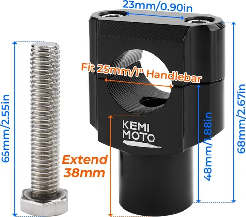 Vista 3 de KEMIMOTO Elevadores de manillar de motocicleta de 1 pulgada, elevadores de motocicleta de aleación de aluminio, compatibles con Sportster Softail