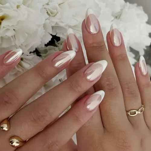 Vista 48 de Modelones Uñas postizas a presión color rosa almendra, uñas postizas cortas de primavera, kit de uñas reutilizables con pegamento de uñas, mini lima
