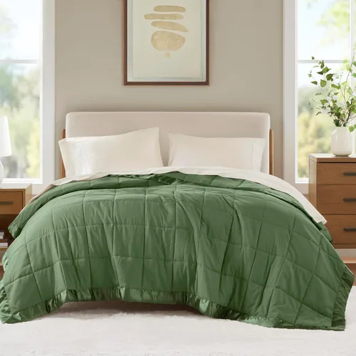 Vista 24 de Madison Park Edredón alternativo de plumón tamaño King para cama, borde Negro