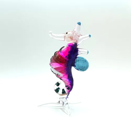 Vista 4 de Figura pequeña de cristal en miniatura de caballito de mar, animal de vidrio soplado hecho a mano, bonita decoración del océano, regalo