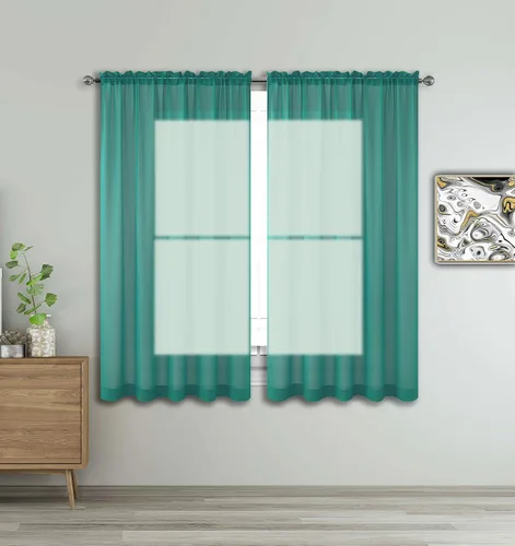 Vista 42 de WPM - Cortinas traslúcidas de color beige de 60 pulgadas de ancho x 95 pulgadas de largo, 2 paneles tratamiento de ventana para sala de estar