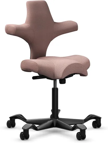 Vista 16 de HAG Capisco Sit to Stand - Silla de pie con marco blanco, tapizado, color rosa rubor Pink Blush