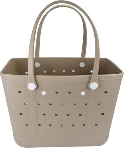 Vista 4 de Extra Large Rubber Beach Bag Tote Bag for Women Waterproof Bag Almendra