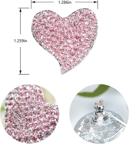 Vista 4 de Gyn&Joy Broche de corazón de San Valentín de cristal austriaco de tono plateado BZ264