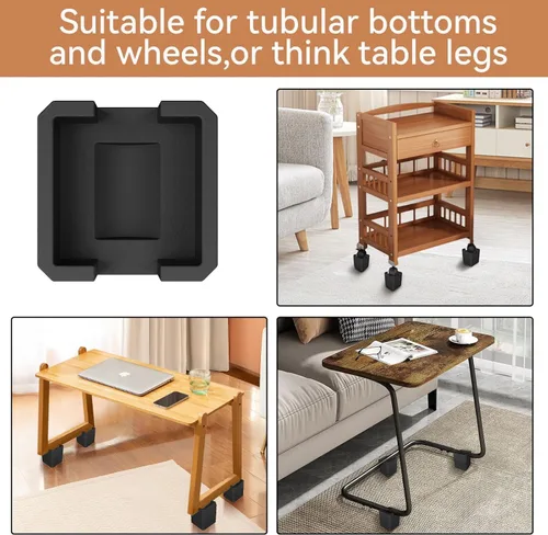 Vista 6 de Elevadores de cama, negro, 2 pulgadas de altura, diseño de doble cara para diferentes patas y ruedas de muebles, paquete de 4 (negro, 2 pulgadas)