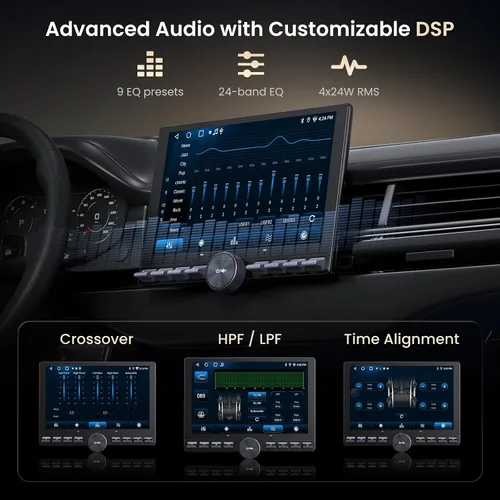 Vista 11 de Estéreo para automóvil Single/Doble DIN - Pantalla táctil flotante QLED de 10.1 pulgadas con botón, inalámbrico CarPlay/Android Auto