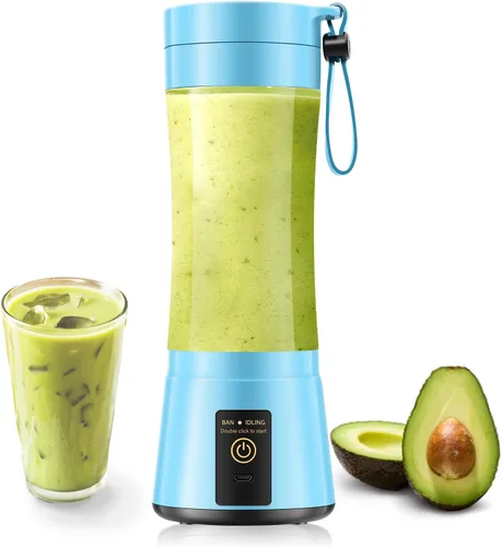 Vista 11 de Licuadora portátil para batidos y batidos, licuadora inalámbrica de tamaño personal con 6 cuchillas, vaso de jugo de 12.8 fl oz, ligera, recién