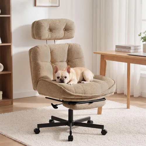 Vista 10 de FiveWillowise Silla de oficina cruzada con respaldo alto y reposapiés Marrón