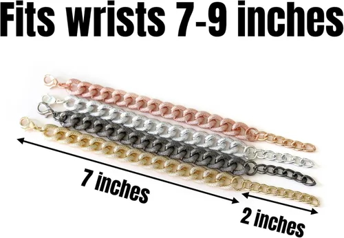 Vista 4 de Textured Faux Pavé Matte Cuban Link Chain Bracelet