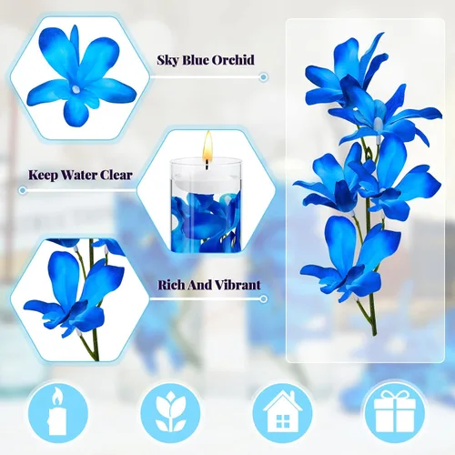 Vista 3 de Canlierr 16 velas flotantes de flores artificiales de orquídea, centro de mesa, centros de mesa de boda, relleno de jarrón para decoración de mesa